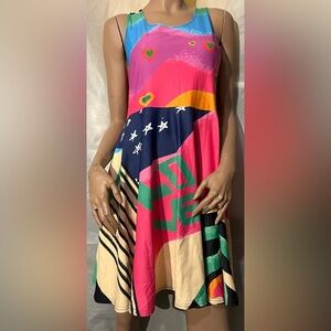 ALL OVER Hand Made Colorful Sleeveless Dress Dress Size L